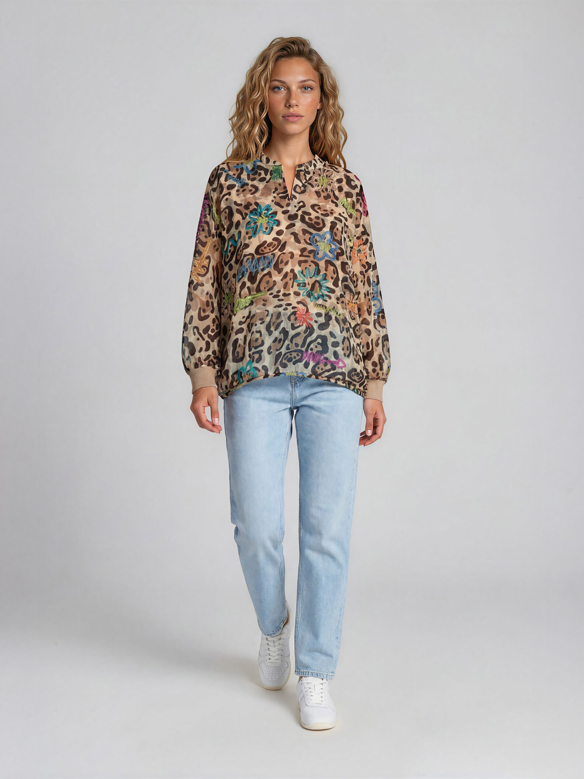 MUCHO GUSTO® Blouse Termoli Luipaard Bloem Elegance