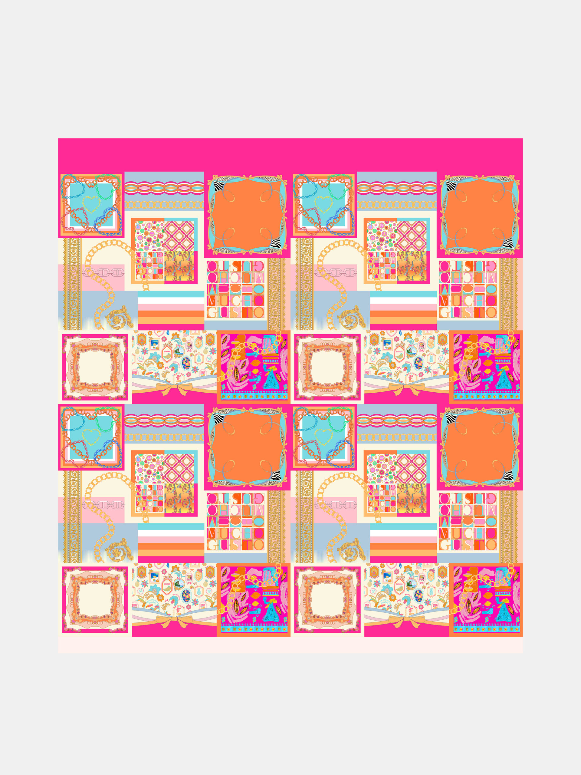 MUCHO GUSTO® Sjaal Cannes Multipatchwork Elegantie