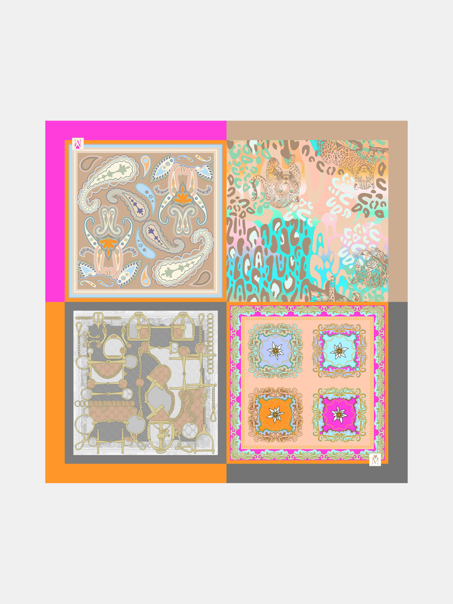 MUCHO GUSTO® Scarf St. Tropez Elegance Mosaic Print