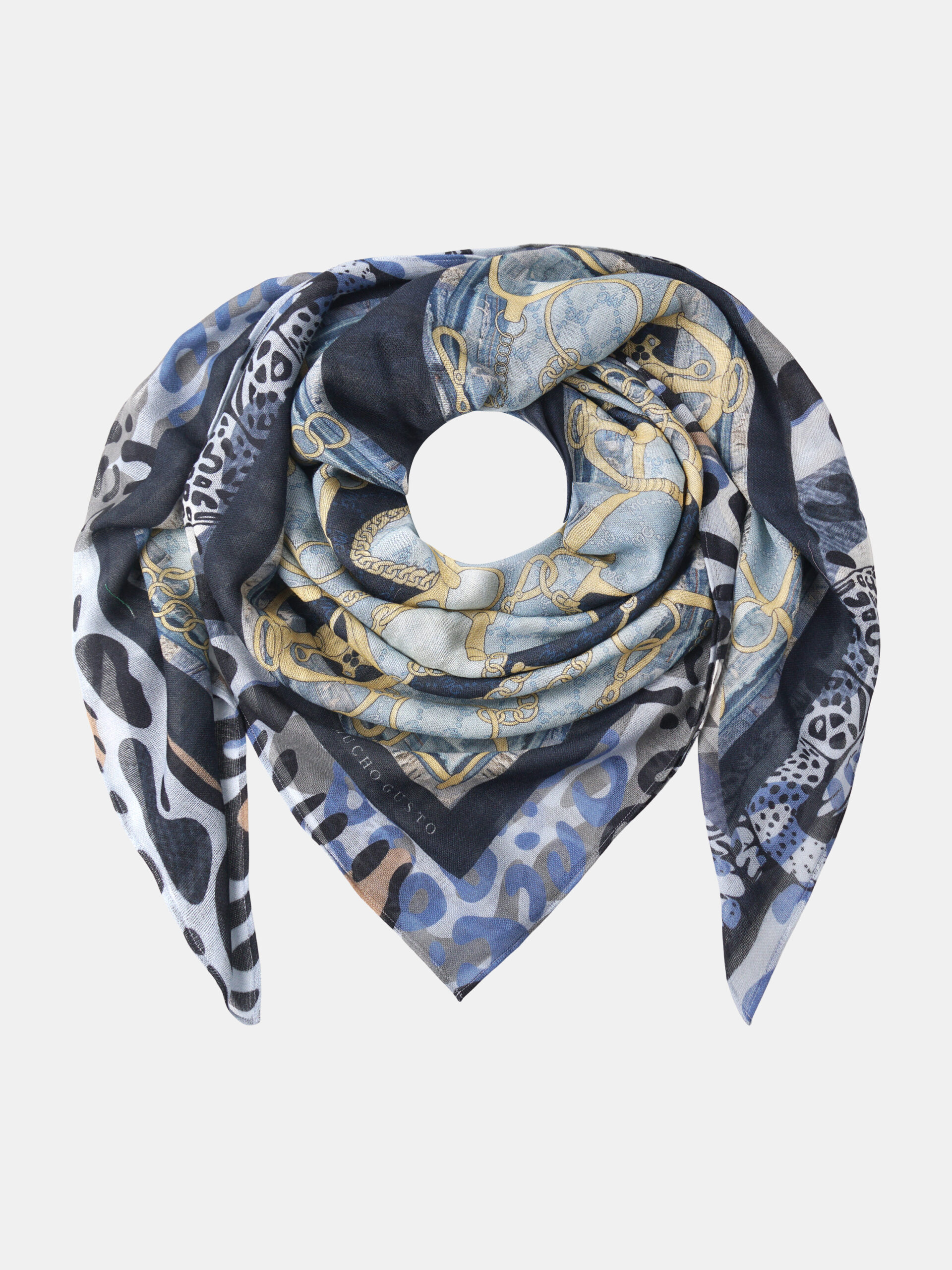 MUCHO GUSTO® Scarf St. Tropez Blue Chain Patchwork
