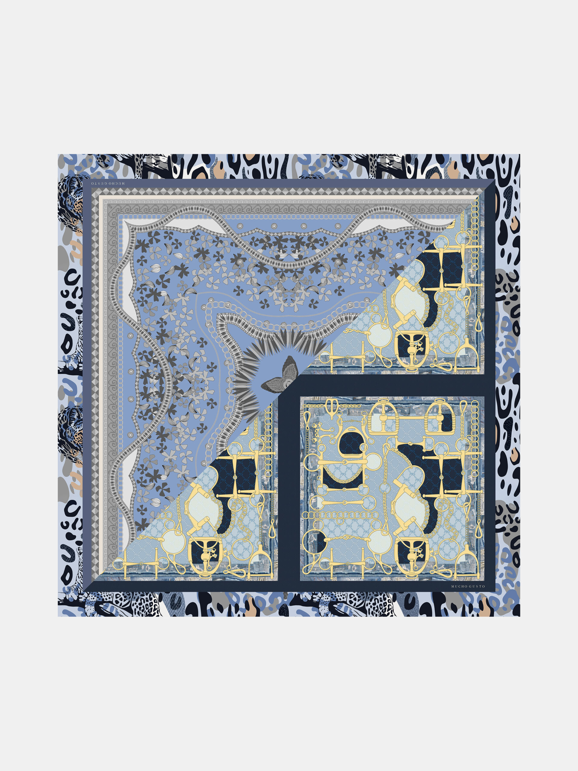 MUCHO GUSTO® Scarf St. Tropez Blue Chain Patchwork