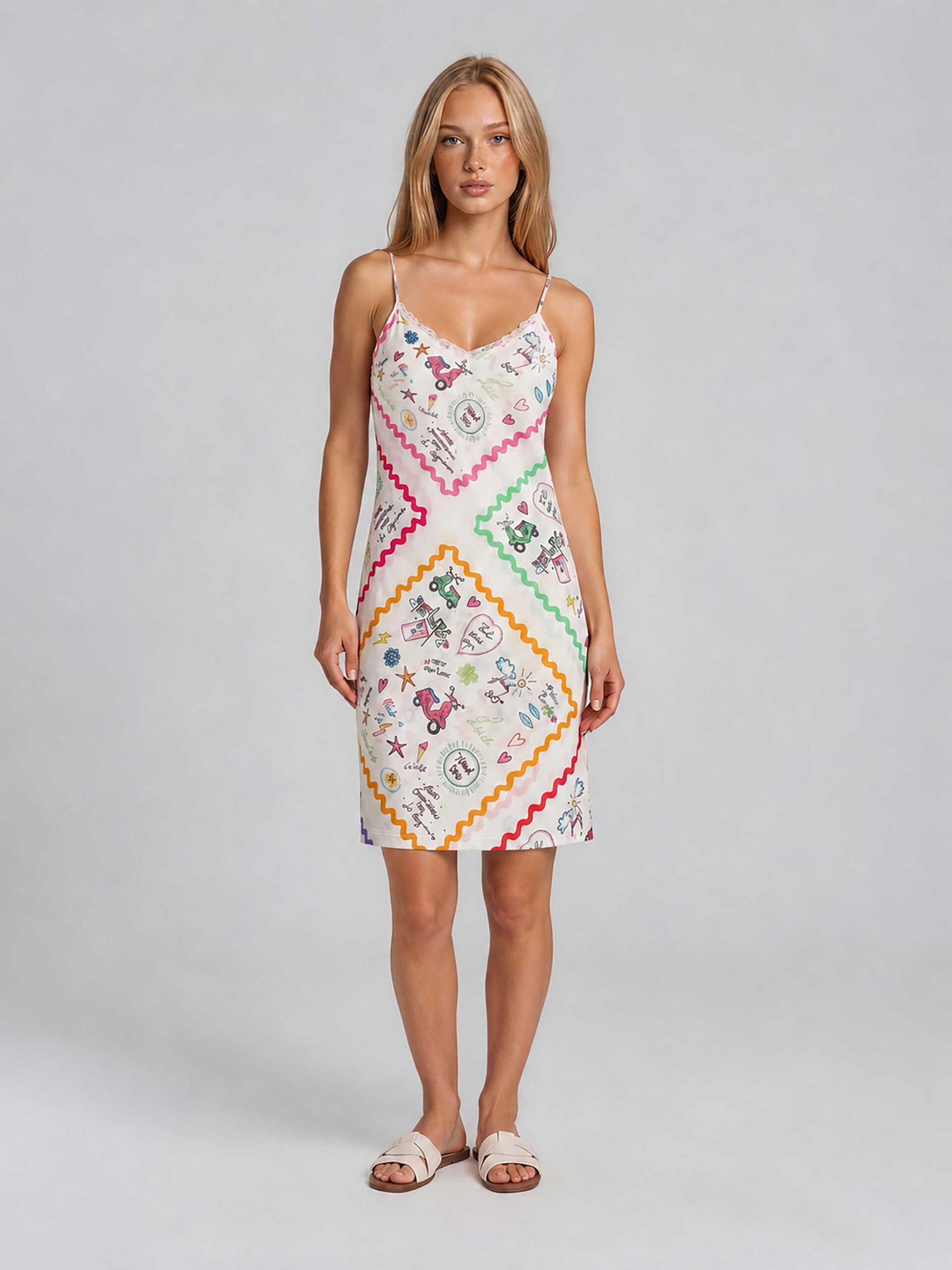 MUCHO GUSTO® Slip Dress Short Italian Elegance Patchwork