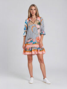 MUCHO GUSTO® Kleid San Rafael Urlaubseleganz-Patchwork