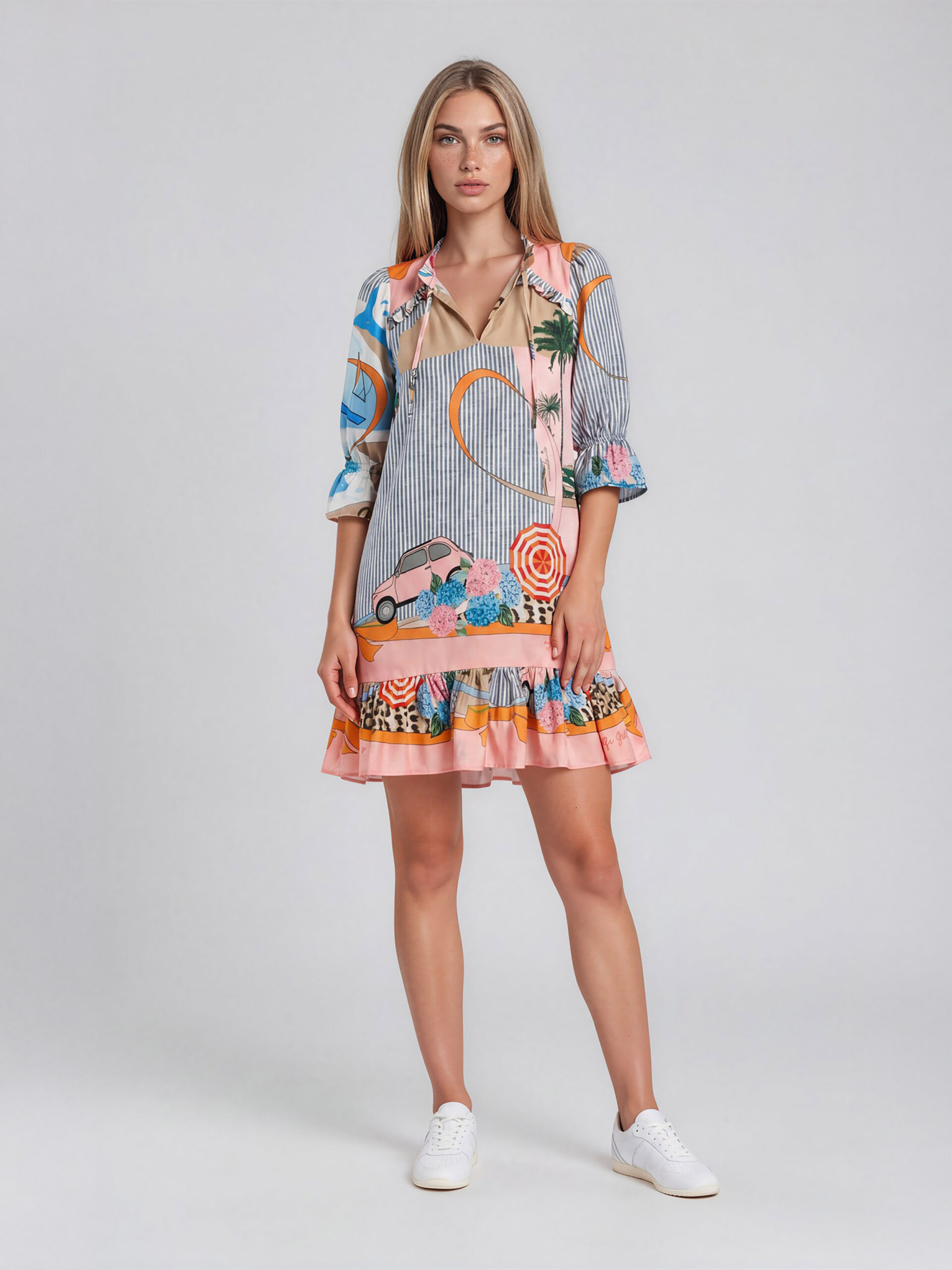 MUCHO GUSTO® Dress San Rafael Vacation Elegance Patchwork