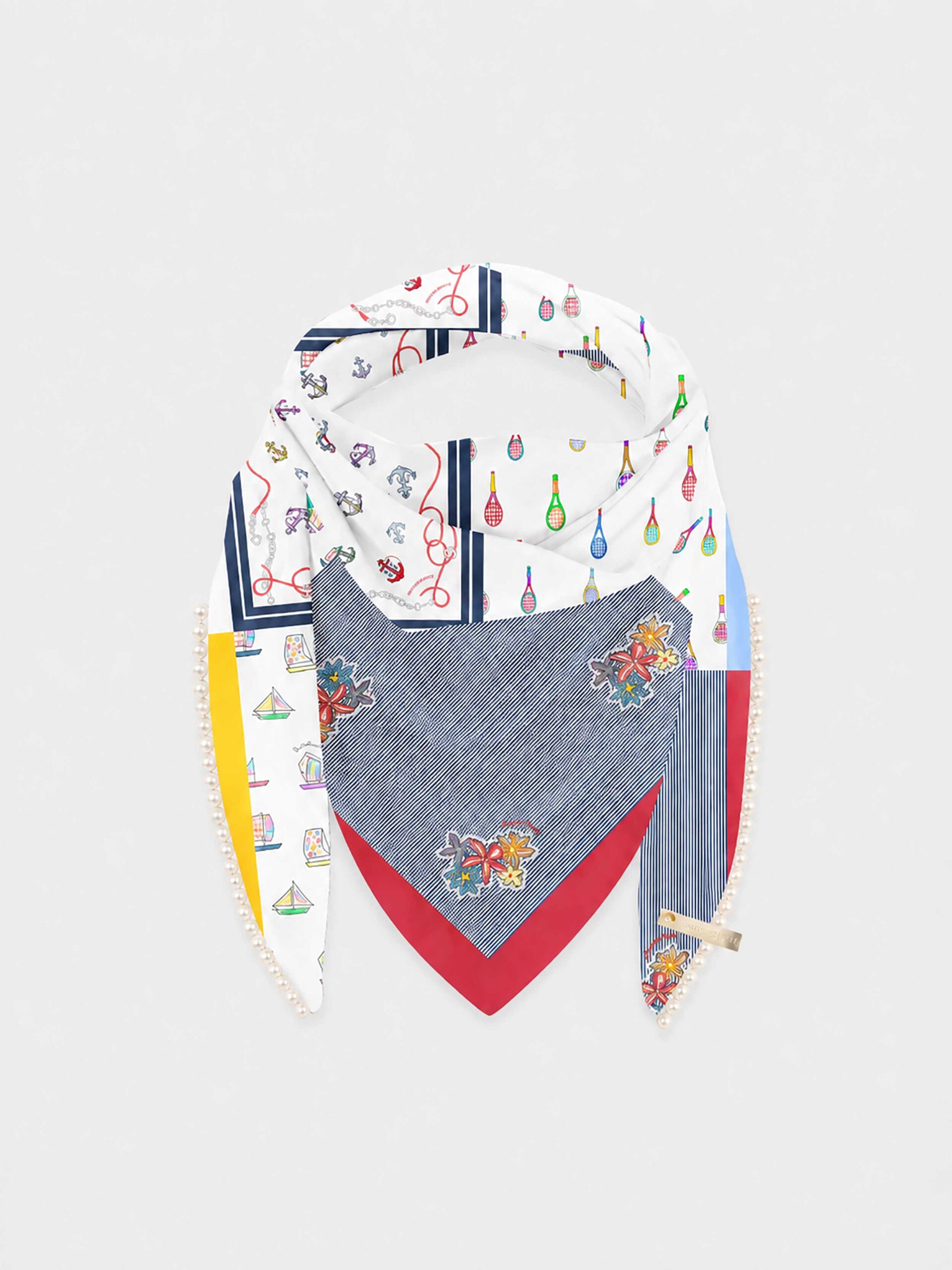 MUCHO GUSTO® Scarf St. Tropez Pearl Nautical Patchwork
