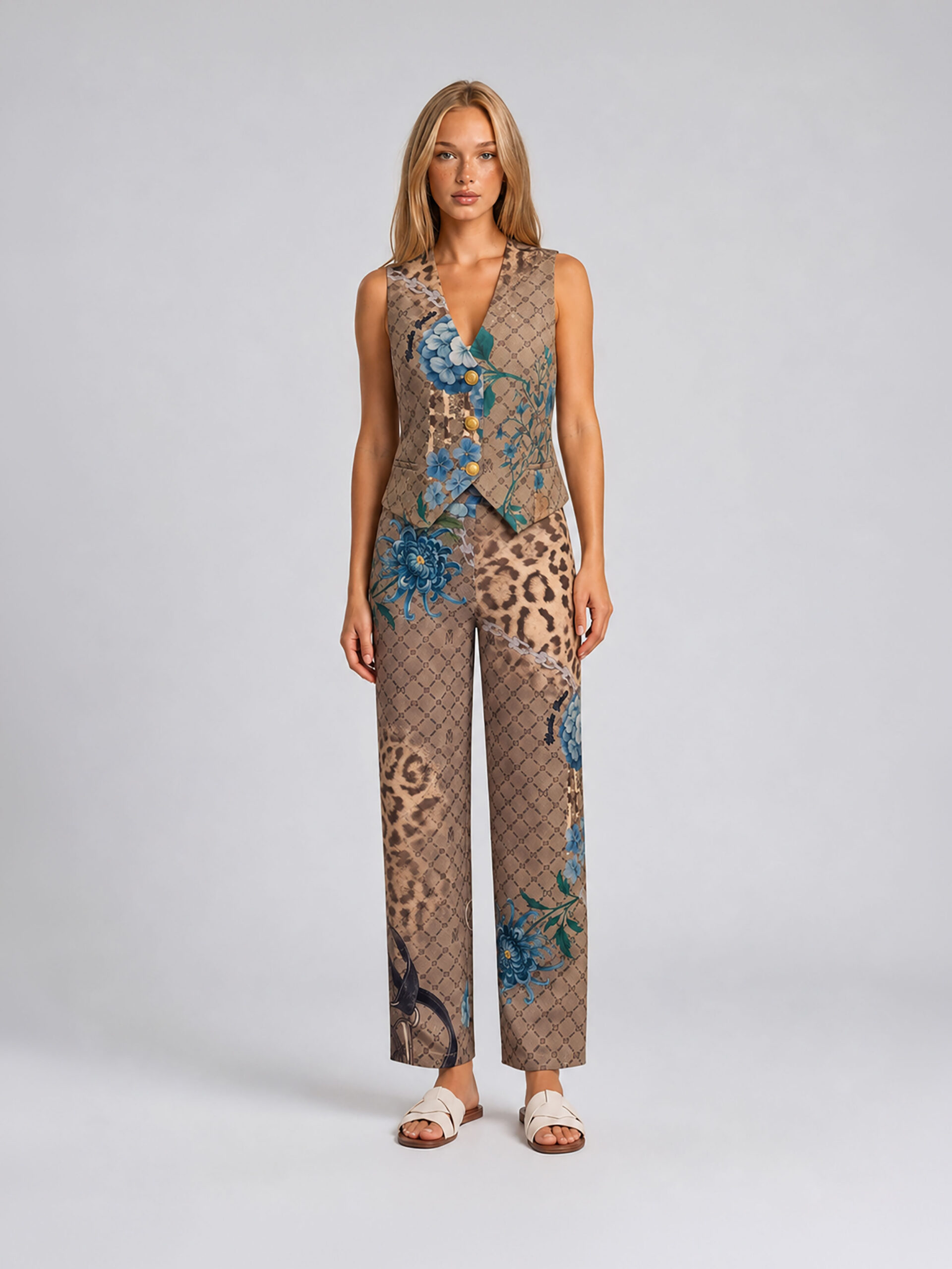 MUCHO GUSTO® Pants Lesbos MG Leopard Blossom
