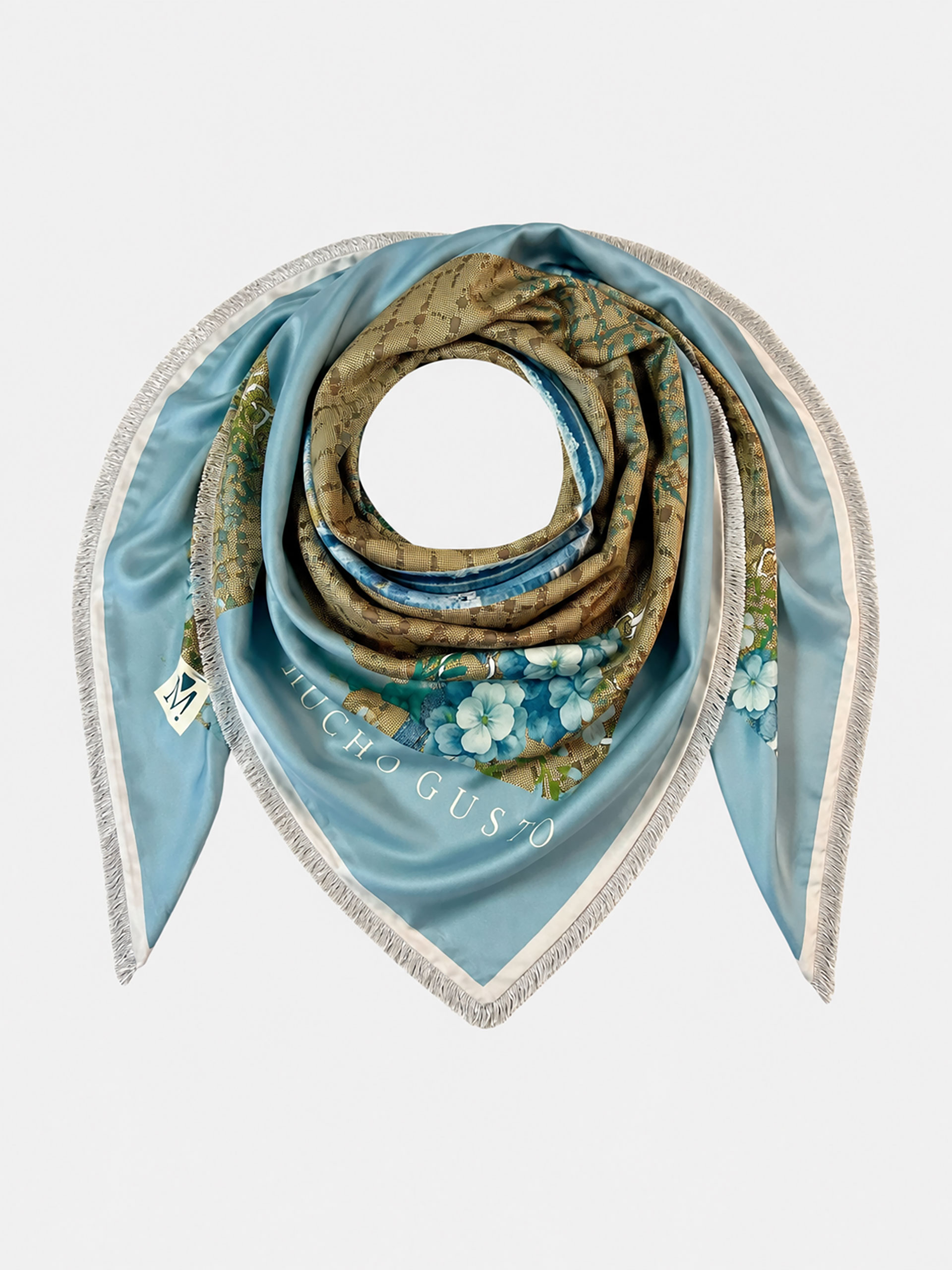 MUCHO GUSTO® Scarf Genova Turquoise Atlas Bloom