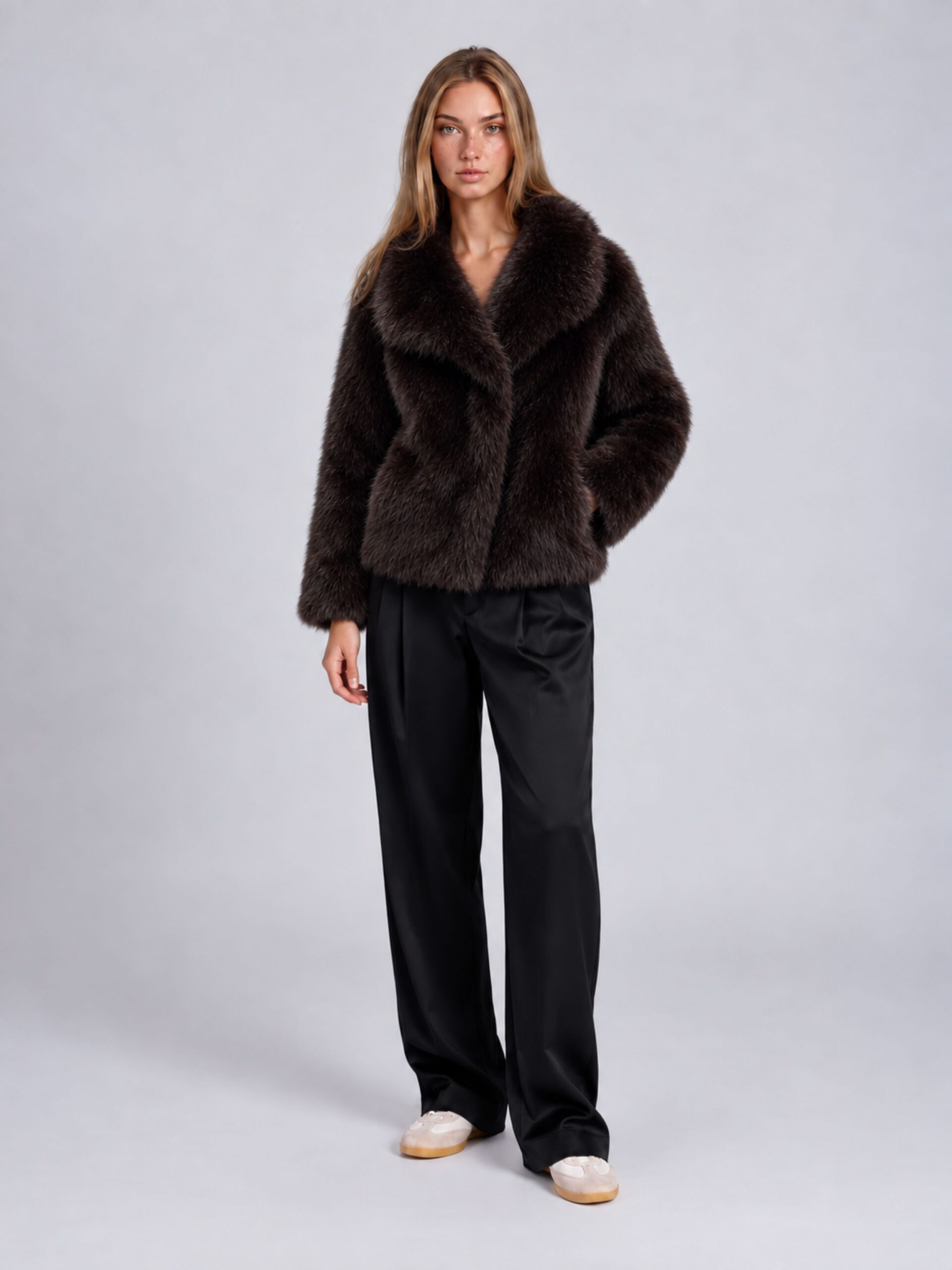 MUCHO GUSTO® Jacket Andora Brown Fake Fur