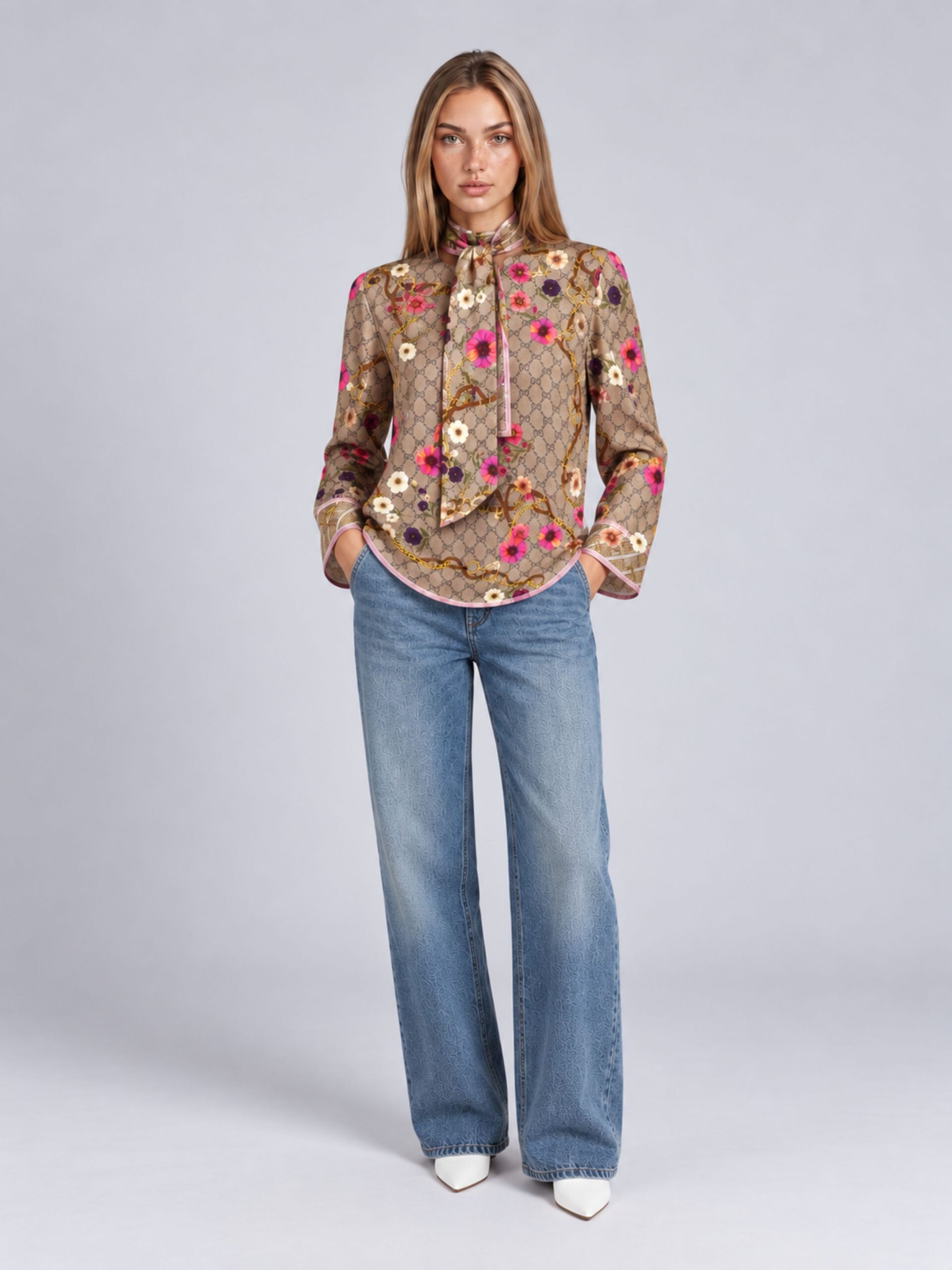 MUCHO GUSTO® Blouse Roma MG Monogram Print