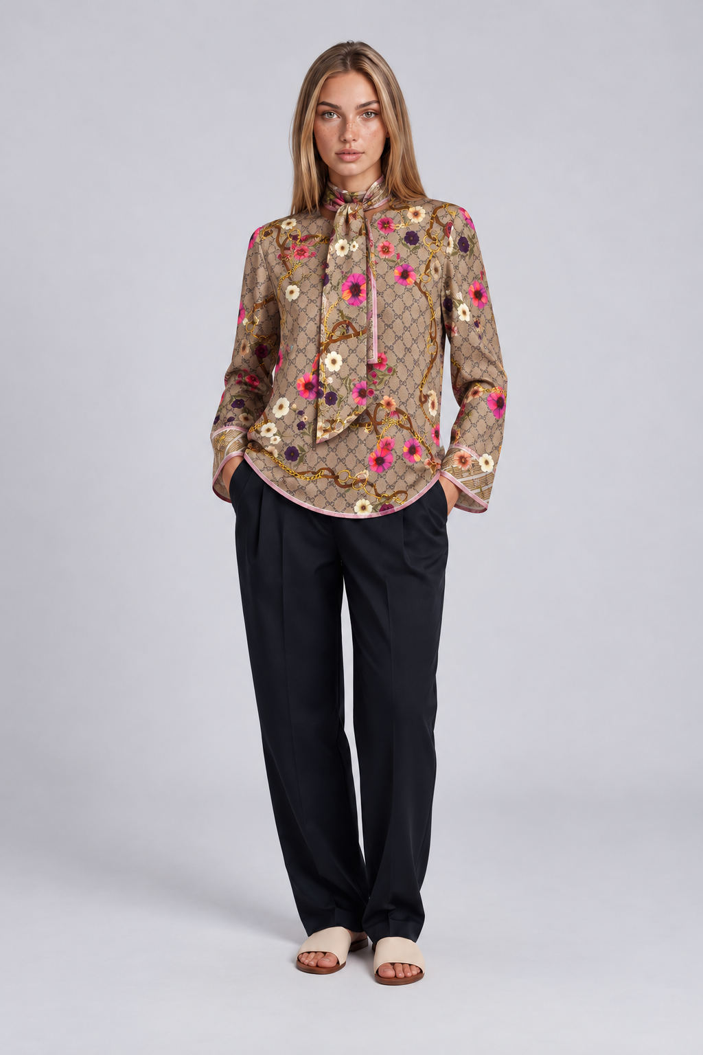 MUCHO GUSTO® Blouse Roma MG Monogram Print