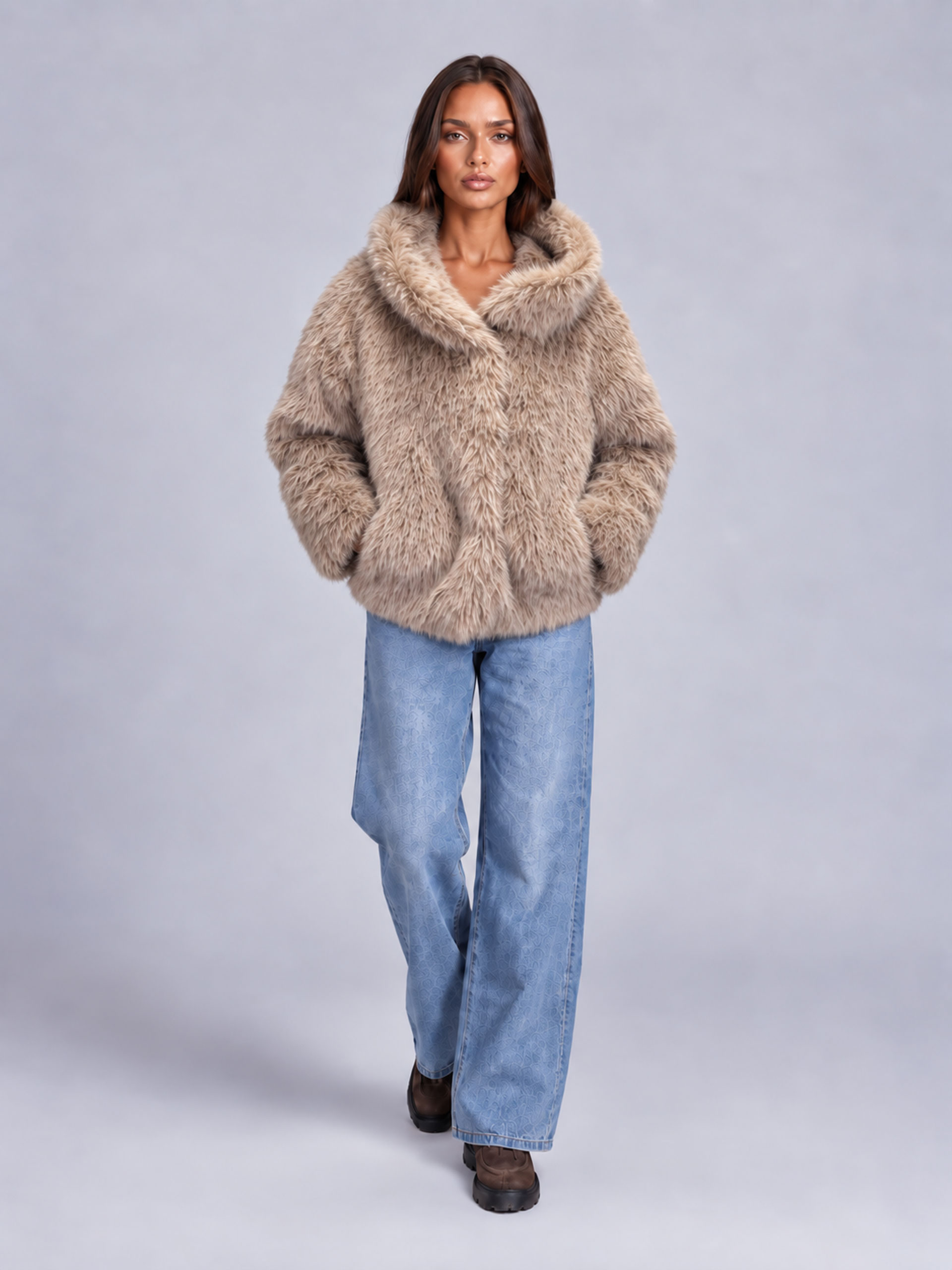 MUCHO GUSTO® Jacket Sella Ronda Fake Fur Beige