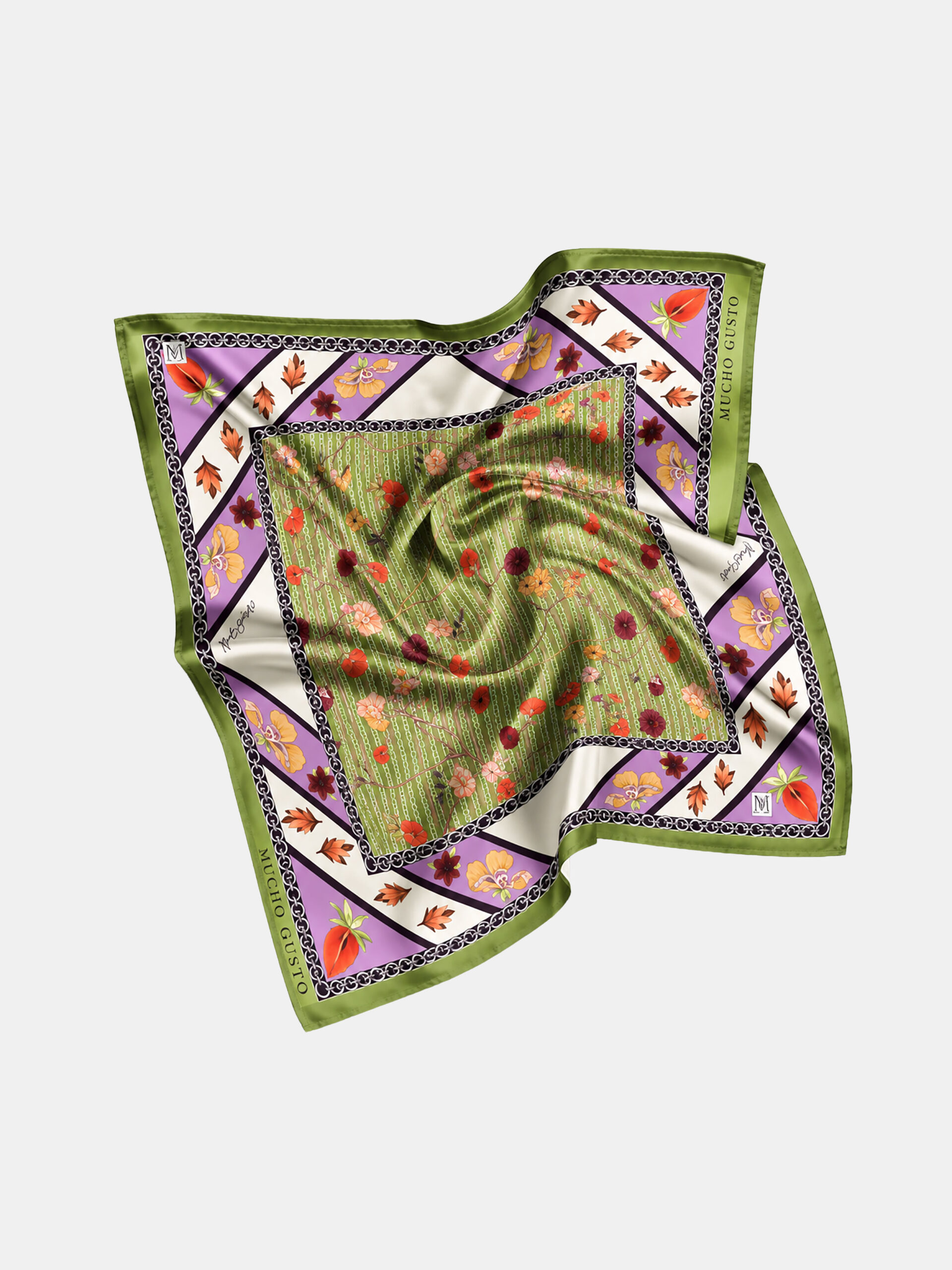 MUCHO GUSTO® Scarf Burano Olive Blossom Mosaic