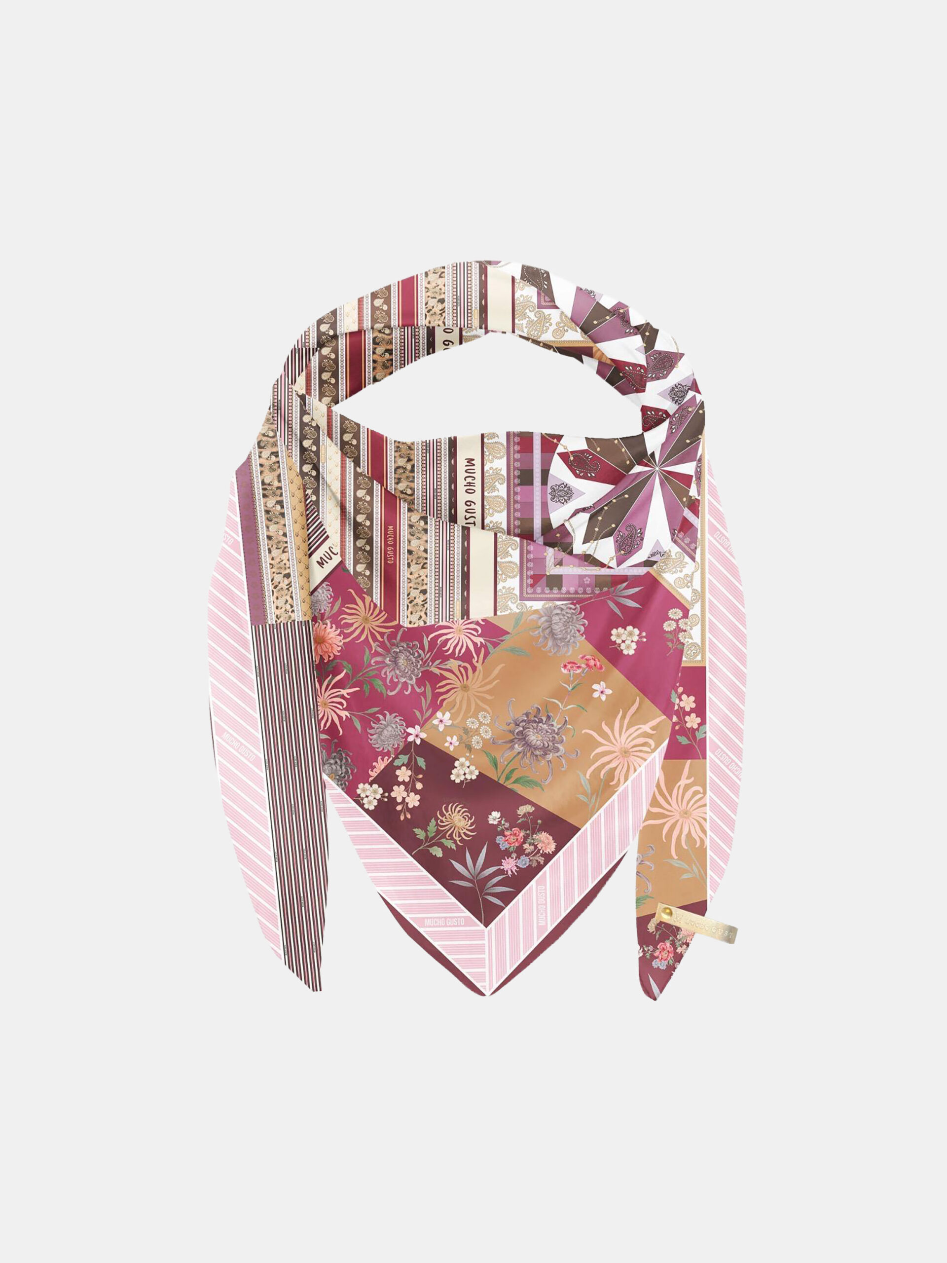MUCHO GUSTO® Schal St. Tropez Bordeaux-Blüten-Patchwork