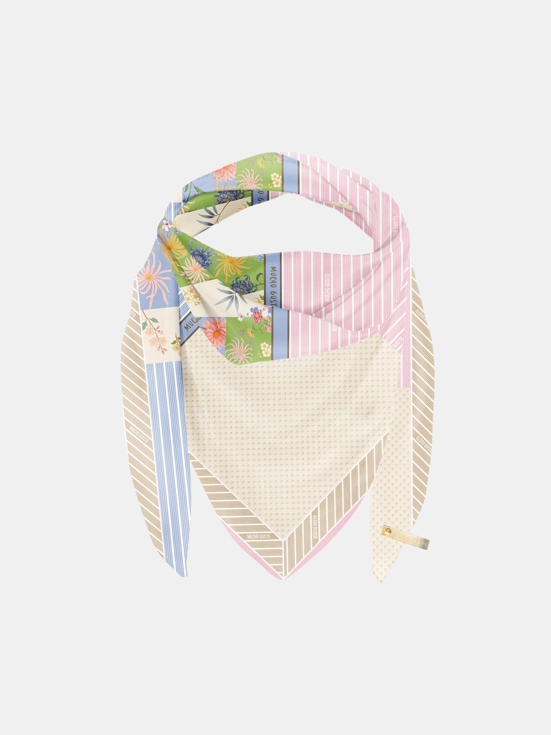 MUCHO GUSTO® Schal „St. Tropez“ – weiches Patchwork mit Blumenmuster
