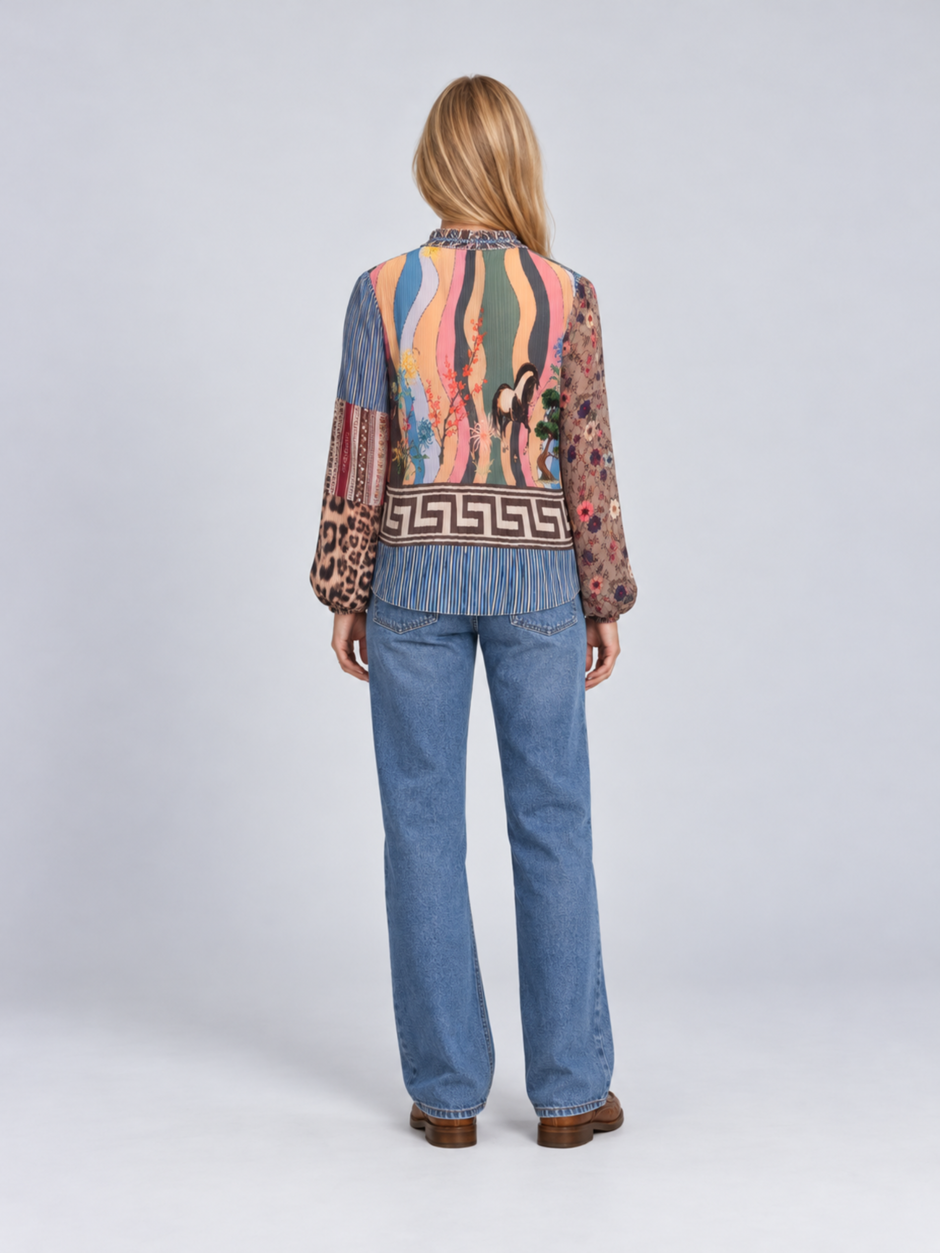 MUCHO GUSTO® Blouse Altrami Equestrian Patchwork