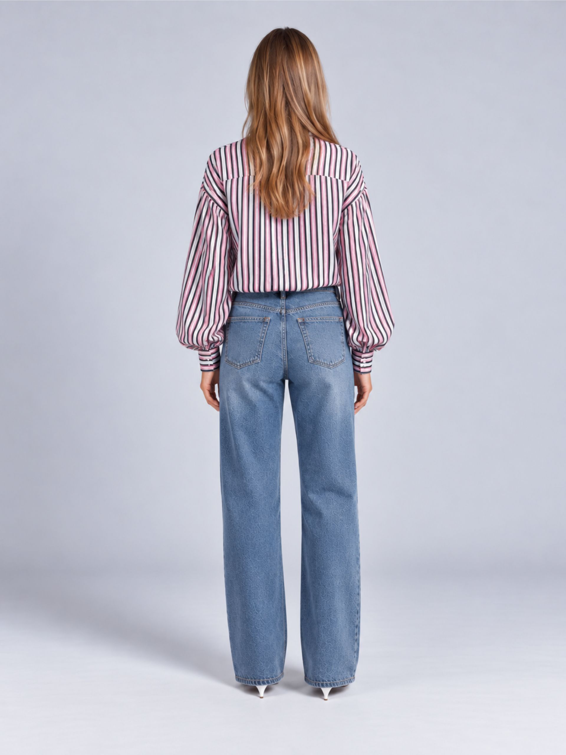 MUCHO GUSTO® Blouse Papillon Pink Stripe Elegance