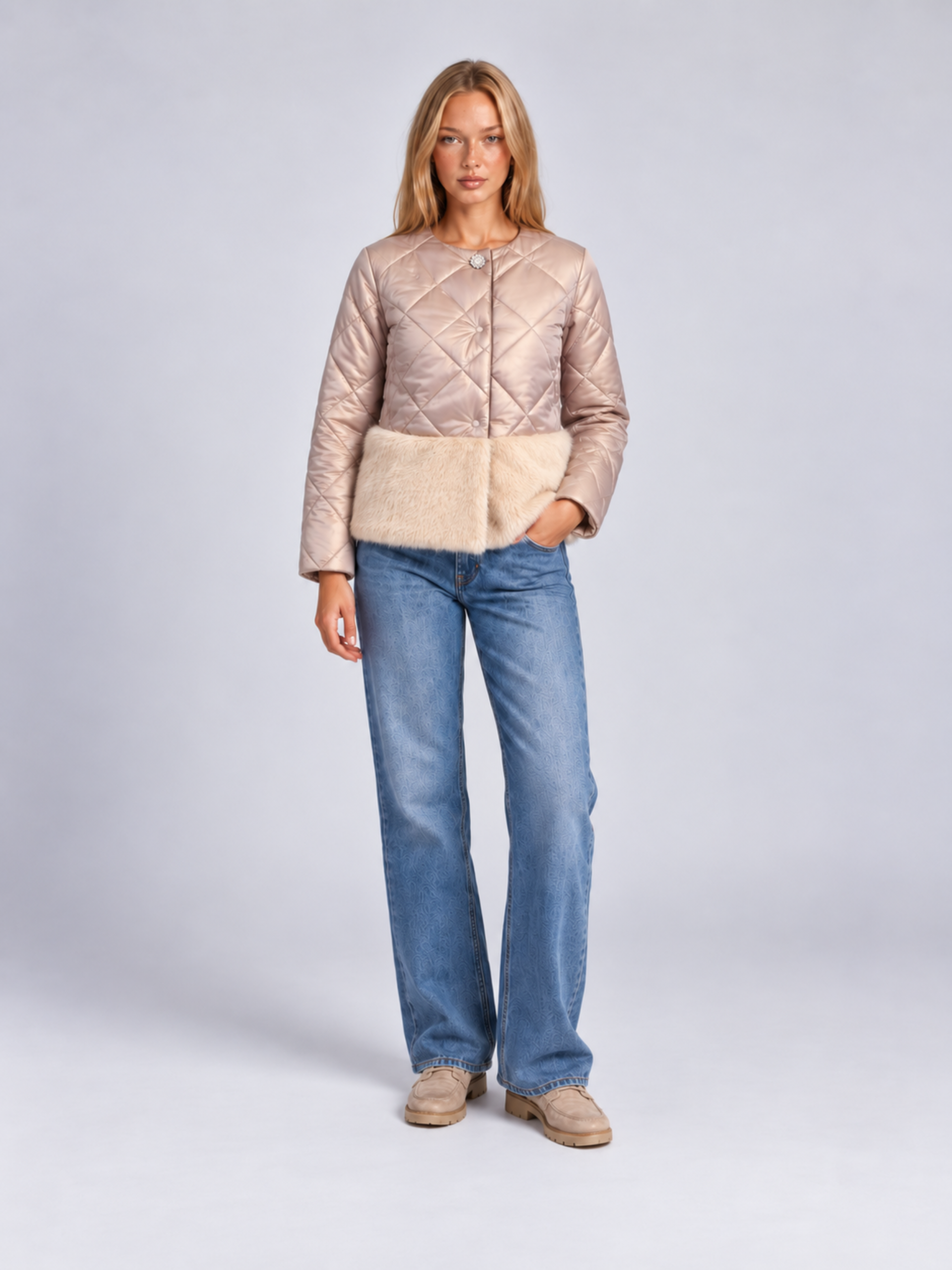 MUCHO GUSTO® Jacket Saint Moritz Beige Diamant Elegantie