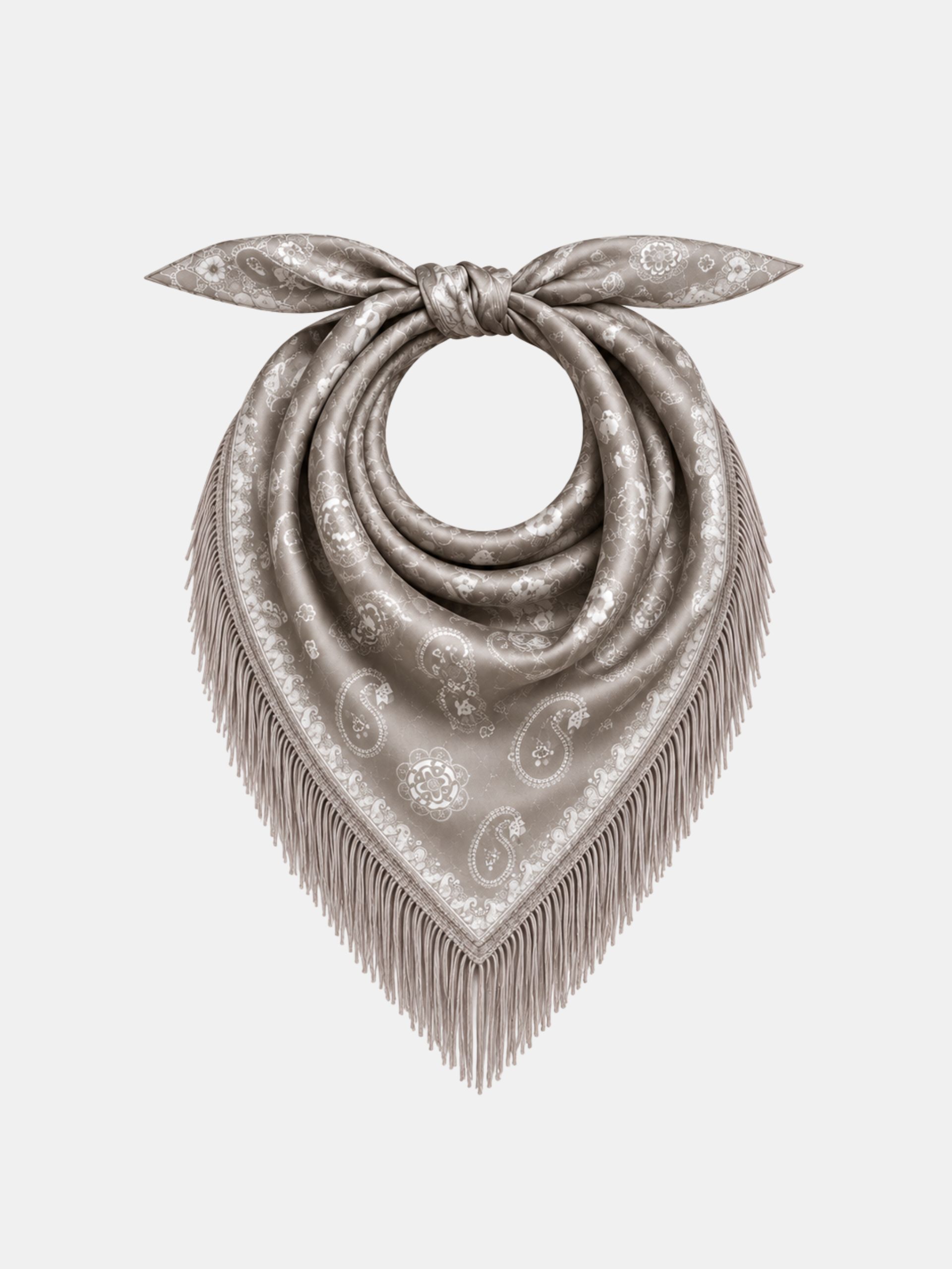 MUCHO GUSTO® Scarf Abu Dhabi Fringes Grey Paisley